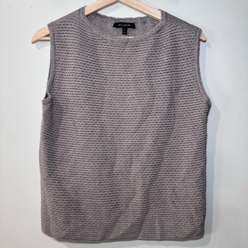 St John Knits XL Sleeveless Tank Top Grayish Pullover